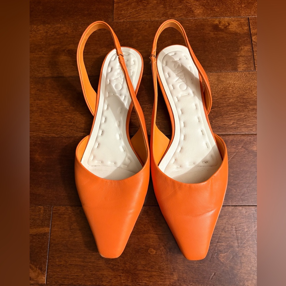 SARTO By Franco Sarto Bright Orange Pointed Slingback Flats
